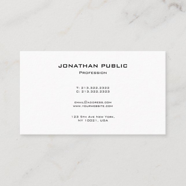 Tarjeta De Visita Professional Modern Elegant Minimalist Template (Anverso)