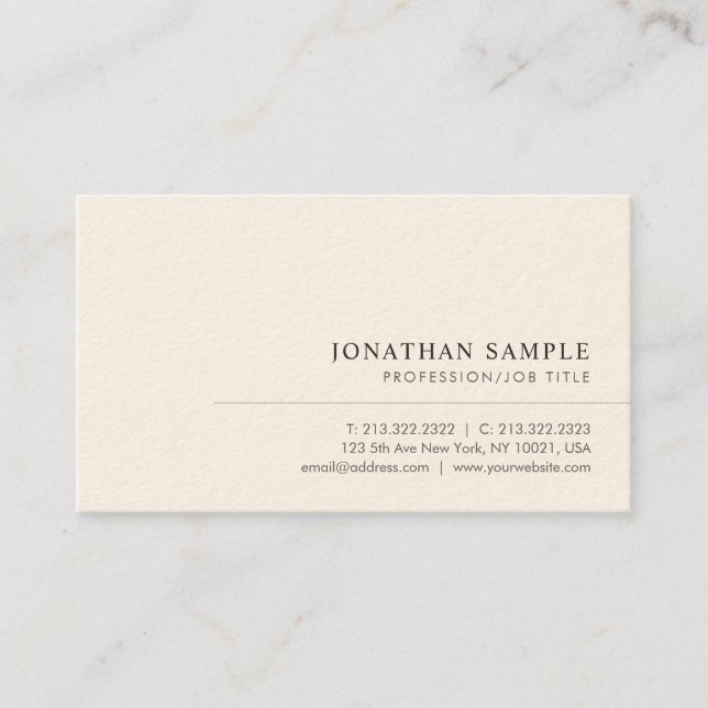 Tarjeta De Visita Professional Modern Elegant Minimalist Template (Anverso)