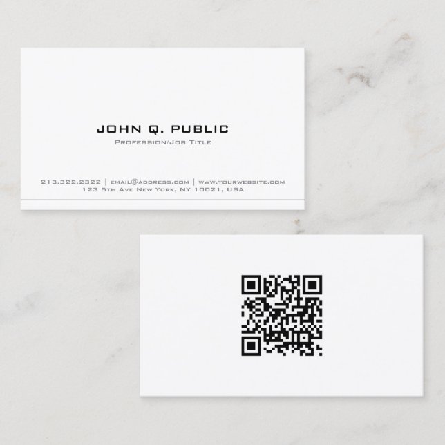 Tarjeta De Visita Professional Modern Elegant Sleek Template QR Code (Anverso / Reverso)
