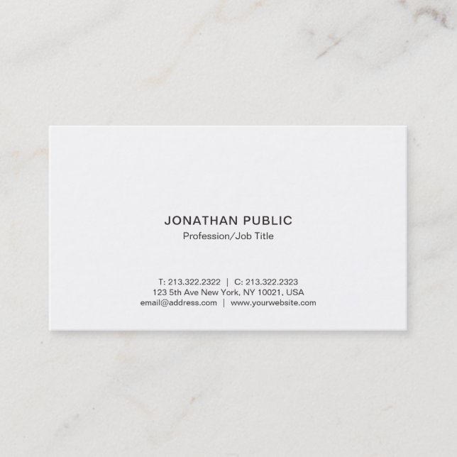 Tarjeta De Visita Professional Modern Elegant White Simple Company (Anverso)