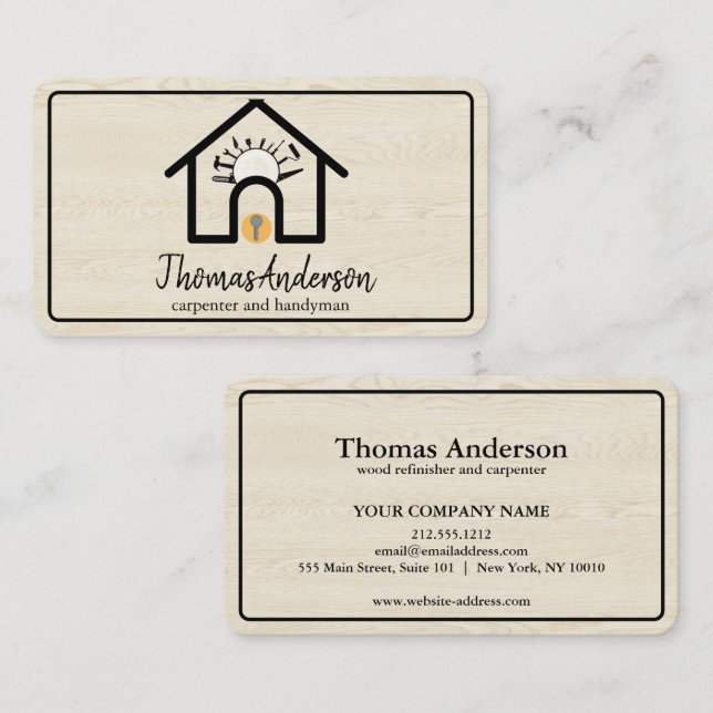 Tarjeta De Visita Professional Modern Home Repair Handyman (Anverso / Reverso)