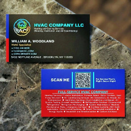 Tarjeta De Visita Professional Modern HVAC AC Company Logo & Slogan 