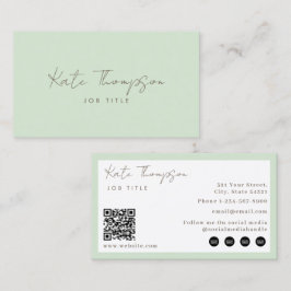 Tarjeta De Visita Professional Modern Light Green Minimalist QR Code