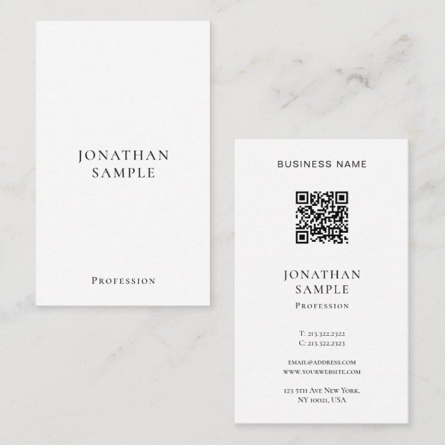 Tarjeta De Visita Professional Modern Simple Template Vertical (Anverso / Reverso)