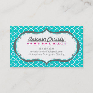 Tarjeta De Visita PROFESSIONAL mosaico marroquí patrón turquesa rosa