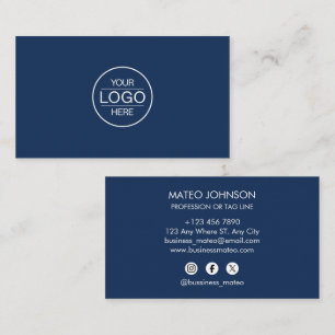 Tarjeta De Visita Professional Navi Blue Add your Logo