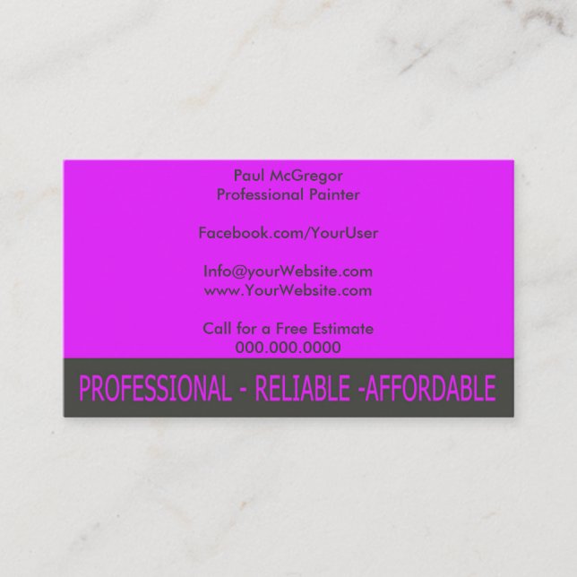 Tarjeta De Visita Professional Painter Business Card (Anverso)
