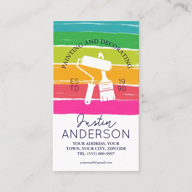 Tarjeta De Visita Professional Painting and Decorating handyman (Anverso)