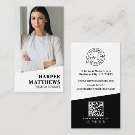 Tarjeta De Visita Professional Photo QR Code Company Logo Vertical