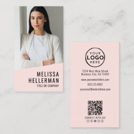 Tarjeta De Visita Professional Photo QR Code Logo Blush Pink
