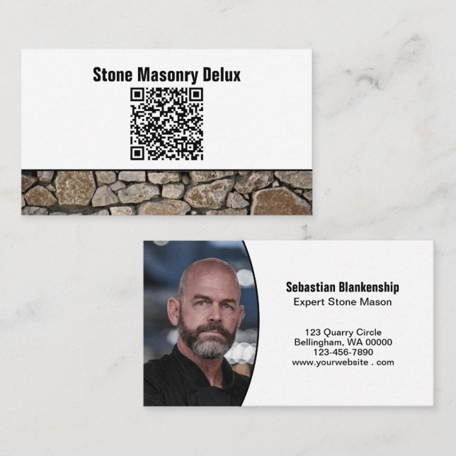 Tarjeta De Visita Professional Photo QR Code Stone Wall (Anverso / Reverso)