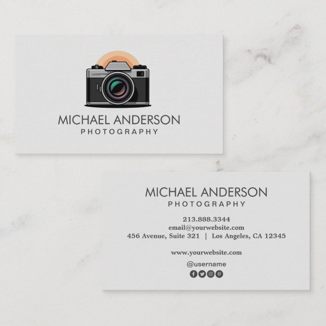 Tarjeta De Visita Professional Photographer camera logo Photography  (Anverso / Reverso)