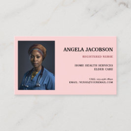 Tarjeta De Visita Professional Pink Registered Nurse Photo