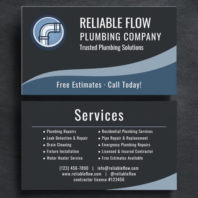 Tarjeta De Visita Professional Plumber Plumbing Company (Subido por el creador)