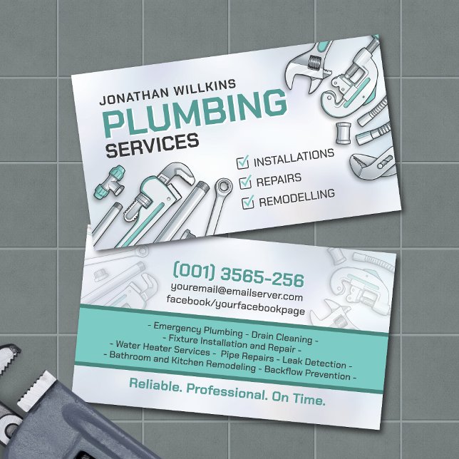 Tarjeta De Visita Professional Plumbing Services  (Subido por el creador)