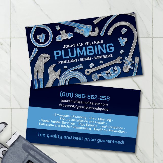 Tarjeta De Visita Professional Plumbing Services  (Subido por el creador)
