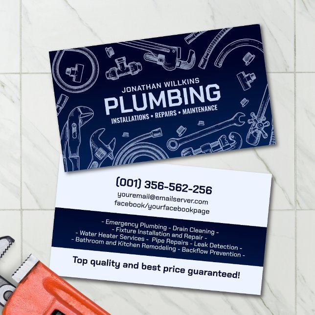 Tarjeta De Visita Professional Plumbing Services  (Subido por el creador)