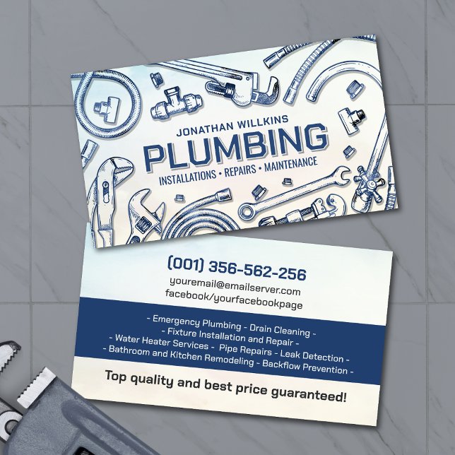 Tarjeta De Visita Professional Plumbing Services  (Subido por el creador)