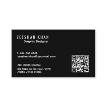 Professional QR Code Black Classic Business Card 