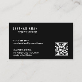 Tarjeta De Visita Professional QR Code Black Classic Business Card 