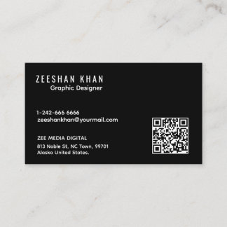 Tarjeta De Visita Professional QR Code Black Classic Business Card 