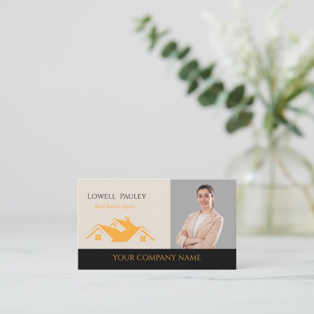 Tarjeta De Visita Professional Real Estate Promotional Realtor logo  (Anverso de pie)