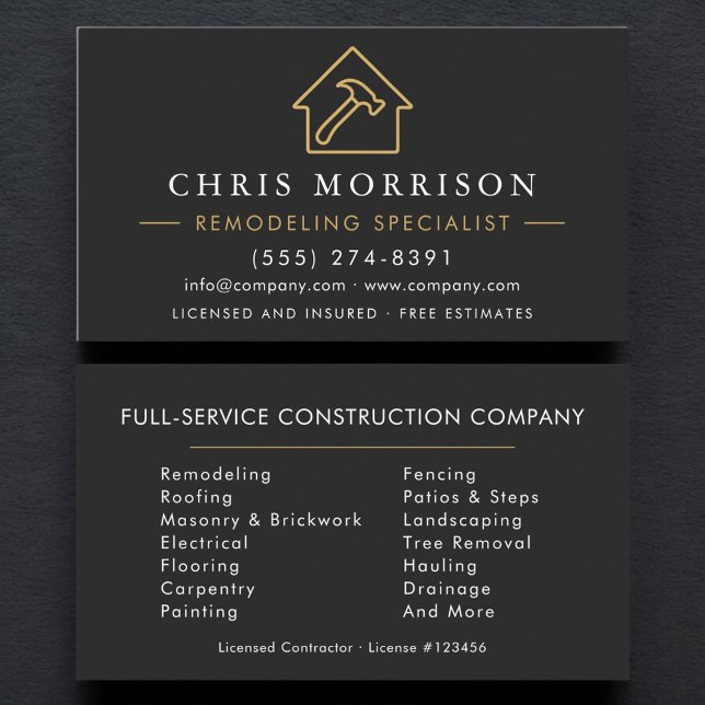 Tarjeta De Visita Professional Remodeling Specialist Construction (Subido por el creador)