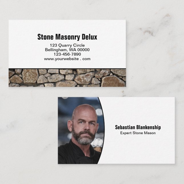 Tarjeta De Visita Professional Replaceable Photo Stone Wall Border (Anverso / Reverso)