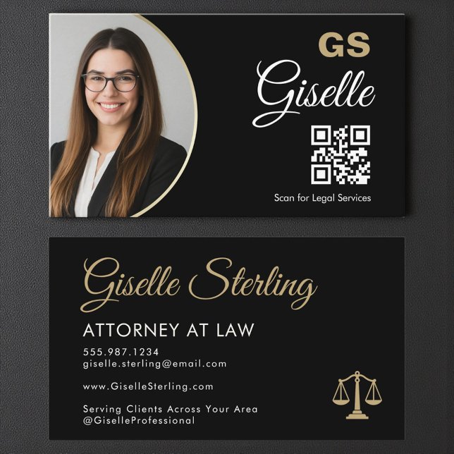 Tarjeta De Visita Professional Scales of Justice Lawyer Photo (Subido por el creador)