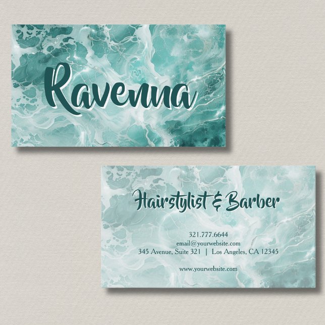 Tarjeta De Visita Professional Seafoam Silver White Name (Subido por el creador)