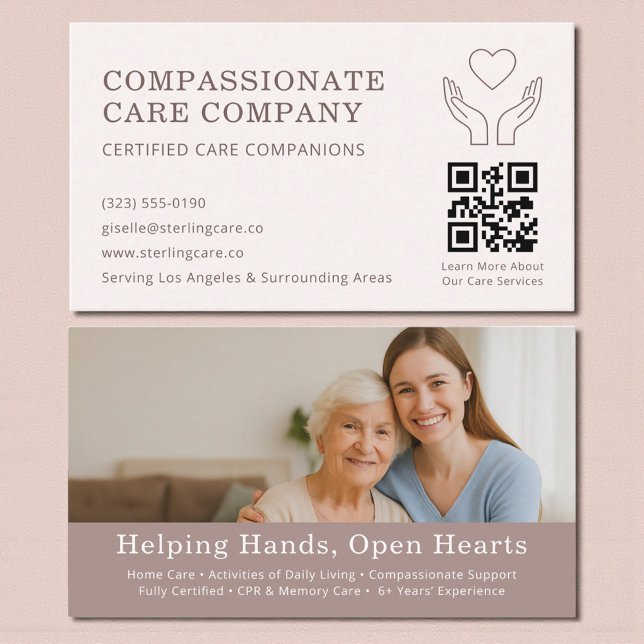 Tarjeta De Visita Professional Senior Care Helper QR Code  (Subido por el creador)