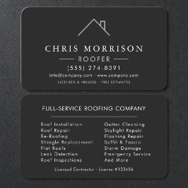 Tarjeta De Visita Professional Silver & Black Roofing Company