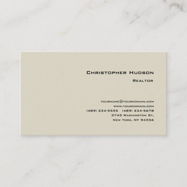 Tarjeta De Visita Professional Simple Plain Realtor Real Estate (Anverso)