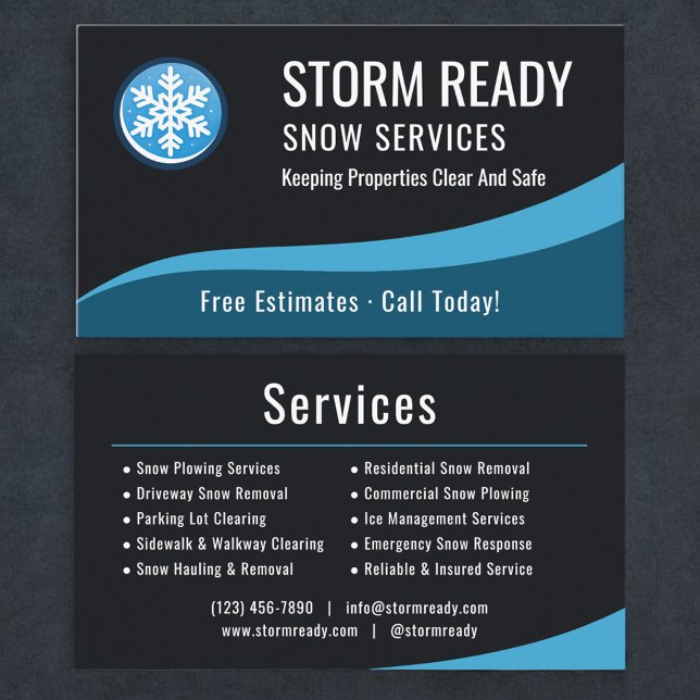 Tarjeta De Visita Professional Snow Removal Service Company (Subido por el creador)