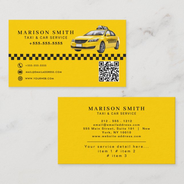 Tarjeta De Visita Professional Taxi Service  (Anverso / Reverso)