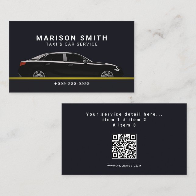 Tarjeta De Visita Professional Taxi Service  (Anverso / Reverso)