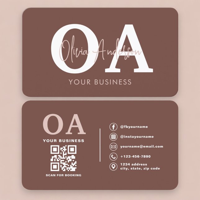 Tarjeta De Visita Professional Terracotta QR Code Monogram (Subido por el creador)