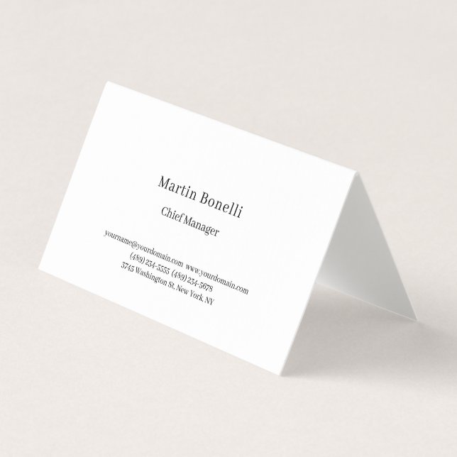 Tarjeta De Visita Professional Unique Classical Simple White (Anverso)