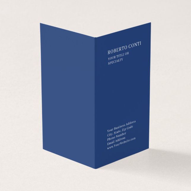 Tarjeta De Visita Professional Unique Plain Minimalist Blue (Exterior)