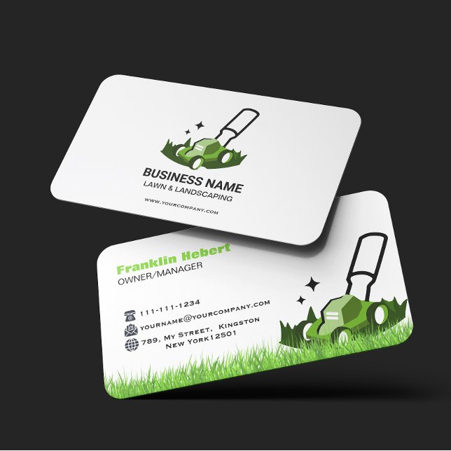 Tarjeta De Visita Professional White Green Lawn Care & Landscaping (Subido por el creador)