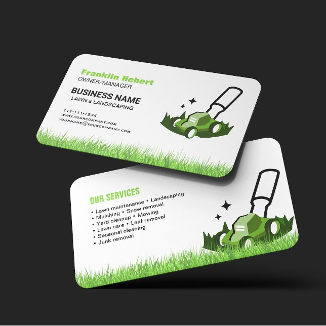 Tarjeta De Visita Professional White Green Lawn Care & Landscaping (Subido por el creador)