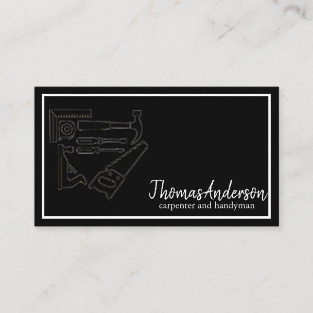 Tarjeta De Visita Professional Wood Grain Rustic Carpentry (Anverso)