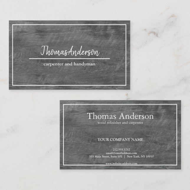 Tarjeta De Visita Professional Wood Grain Rustic Carpentry Business (Anverso / Reverso)