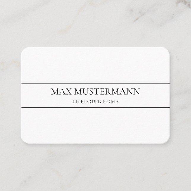 Tarjeta De Visita Professionelle Elegante Weiße Visitenkarte (Anverso)