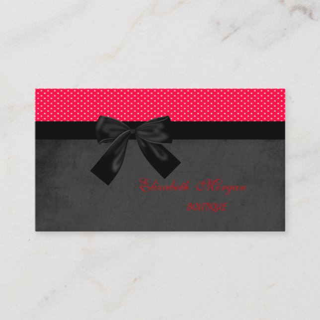 Tarjeta De Visita Proffesional Moderno Cute puntos rojos-negro (Anverso)