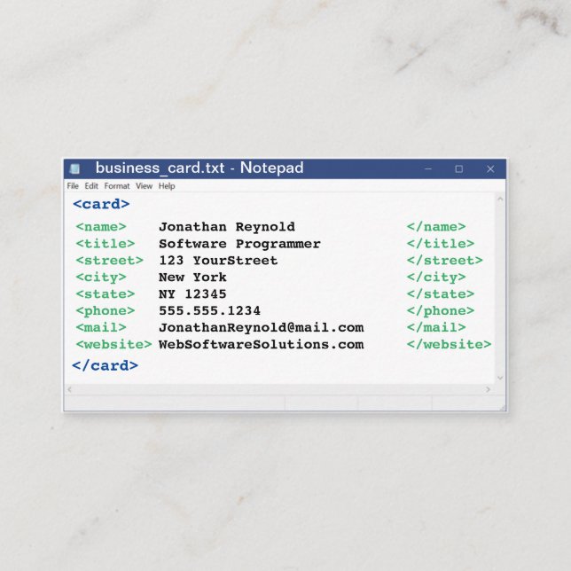 Tarjeta De Visita Programador de Científico Informático con Formato  (Anverso)
