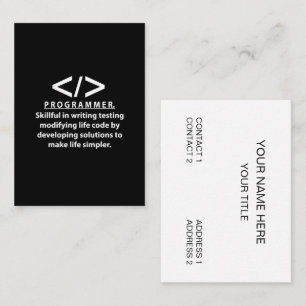Tarjeta De Visita Programador de programadores de codificación