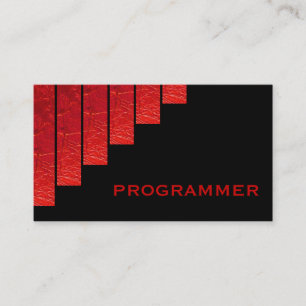 Tarjeta De Visita Programador de rayas verticales negras de color ro