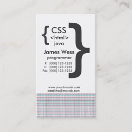 Tarjeta De Visita Programador del Web del ordenador de Techie Java