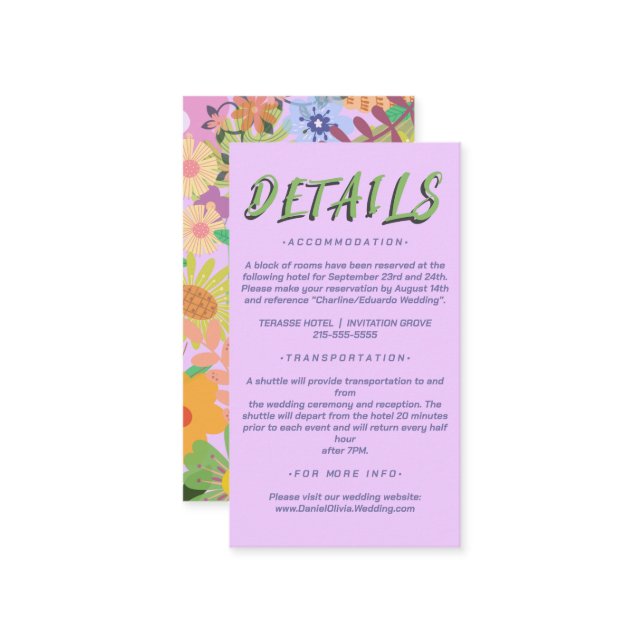 Tarjeta De Visita Programas de boda de flores (Anverso/Reverso In Situ)